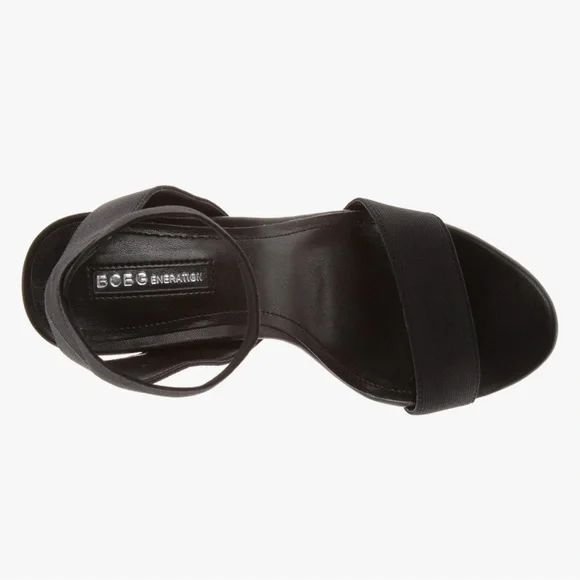 BCBGeneration BG-Halo Black Textile Ankle Strap Leather Heel Dress Sandala Sz 10 - Picture 6 of 14